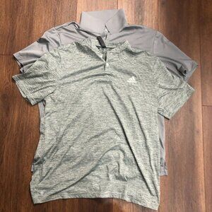 Adidas Textured Stripe Polo Shirt Heather Gray Golf & Regular Polo Sz L LOT OF 2
